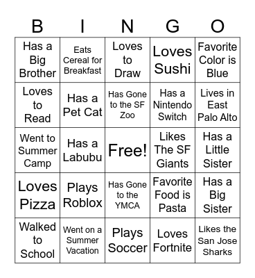 Ice Breaker Bingo Card