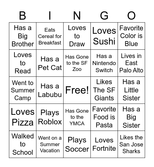 Ice Breaker Bingo Card