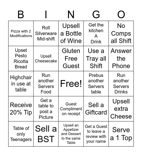 Server BINGO Card