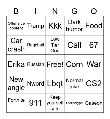 Instagram reels Bingo Card