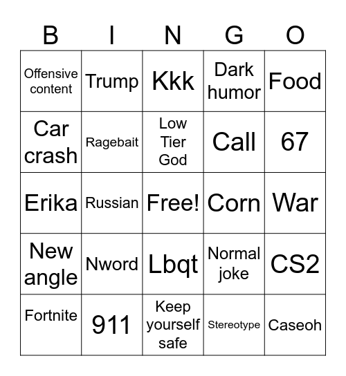 Instagram reels Bingo Card