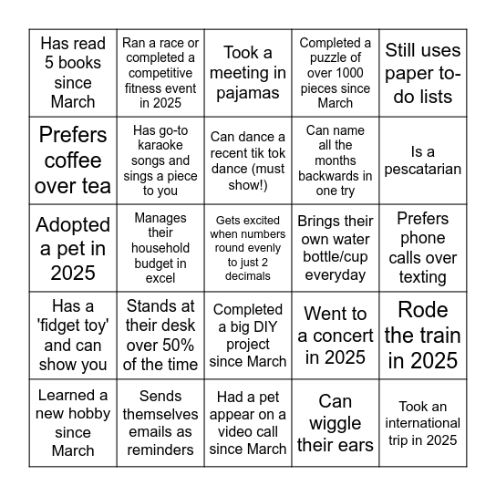 BFS BINGO                                                       Find someone who meets the description! Bingo Card