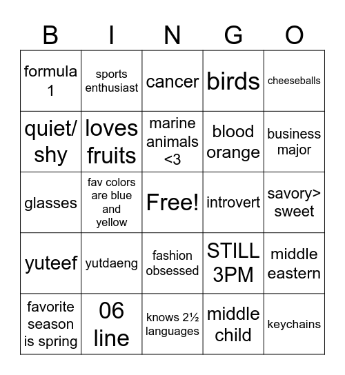 ushipang bingo Card