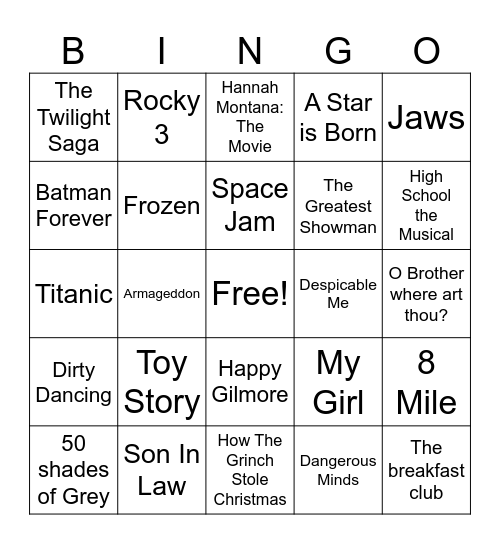 Movie Soundtracks Bingo Card