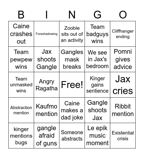 Episode 6 Bingo Card