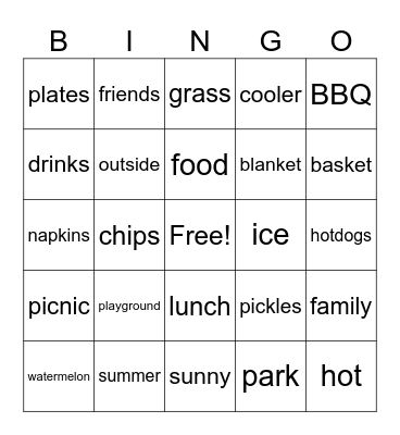 picnic Bingo Card