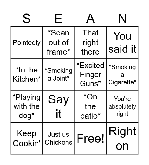 Satterlee Bingo Card