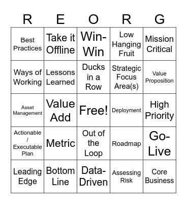 Corporate Bingo Card