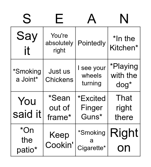 Satterlee Bingo Card