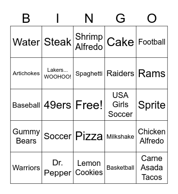 Mrs. Garcia's 6th Graders Bingo Card