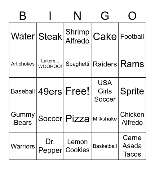 Mrs. Garcia's 6th Graders Bingo Card