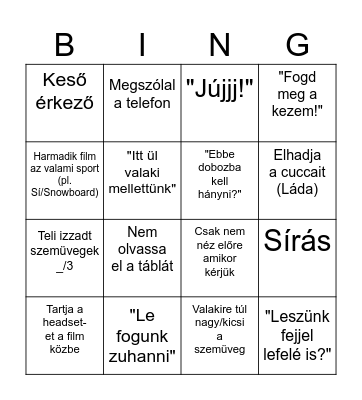 Mozizók mondatai Bingo Card