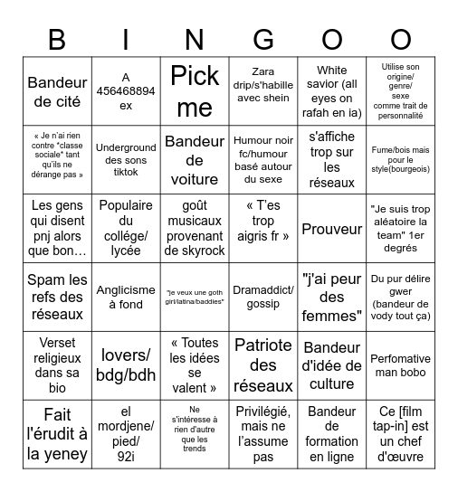 BINGO DU CONNARD Bingo Card