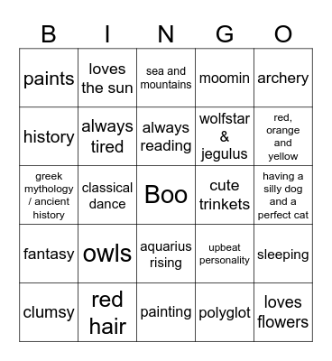 Nova Bingo Card