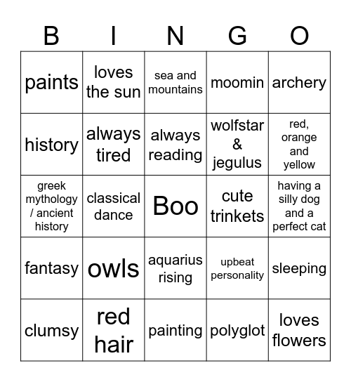 Nova Bingo Card