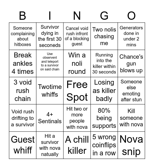 Forsaken Bingo /W Noli Bingo Card