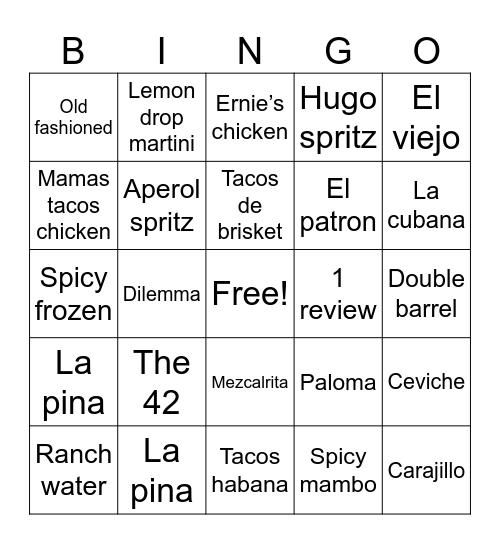 Mi Cocina Watterscreek Bingo Card