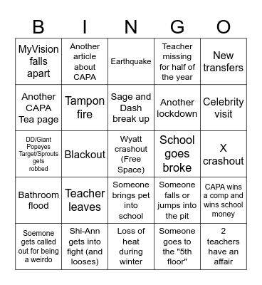 CAPA 25-26 Bingo Board Bingo Card