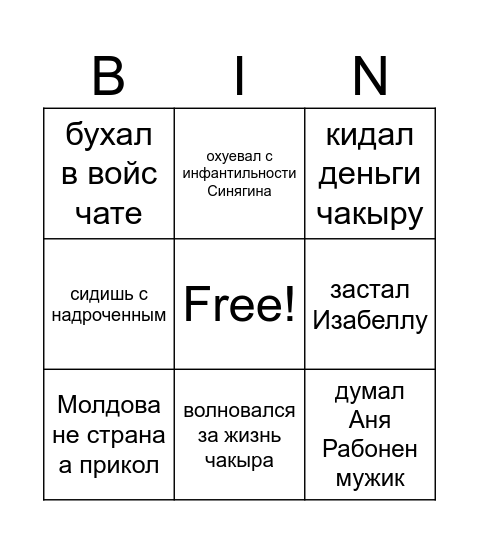 советское озеро бинго Bingo Card