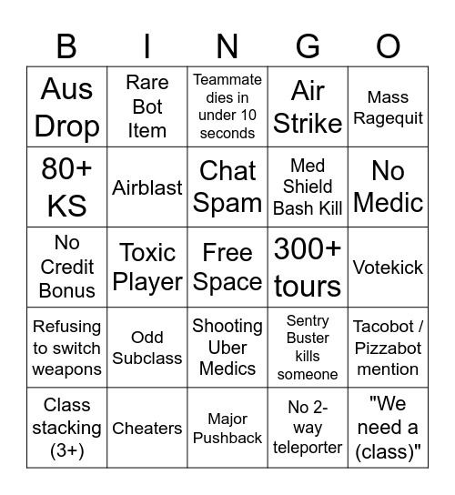 MvM Bingo Card