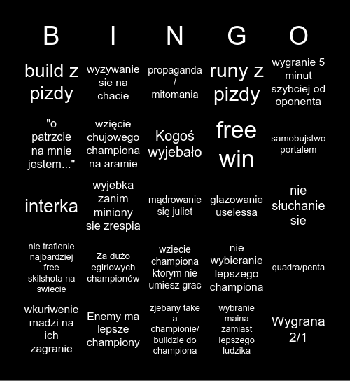 Aram clash Bingo Card