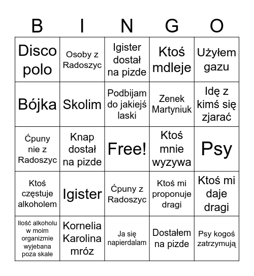 Strawczynada Bingo Card