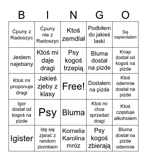 Strawczynada Bingo Card