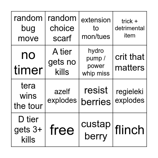 finals bingo Card