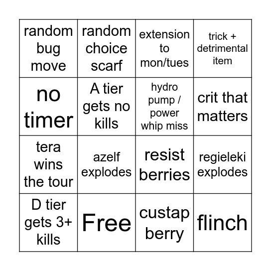 finals bingo Card