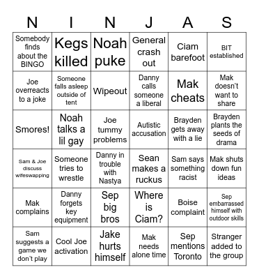We are mean to our friends Bingo Card