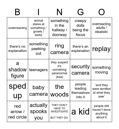 scary video bingo Card