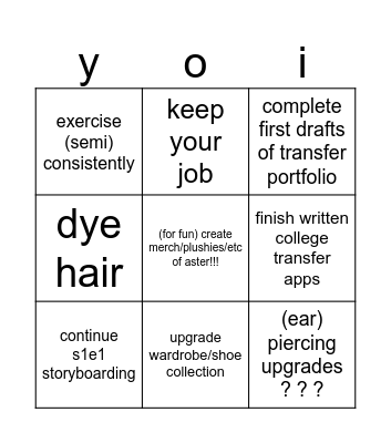 lucien's end of 2025 bingo Card