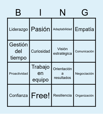 CARACTERISTICAS EMPRENDEDORAS Bingo Card