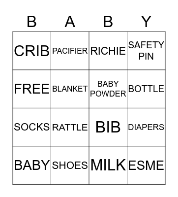 BABY Bingo Card