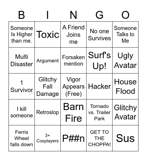 NDS Bingo Card