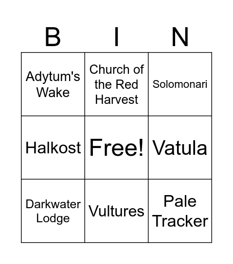Sect bug bindgo! Bingo Card