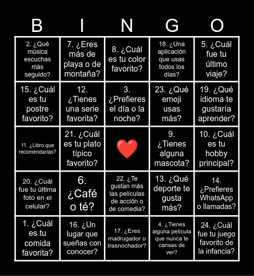 ESENCIA Bingo Card