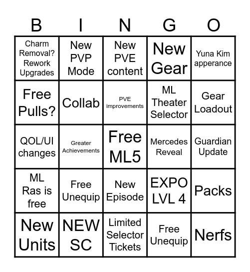 E7 BINGO Card
