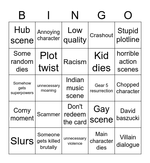 ar ar ar ar indian movie Bingo Card