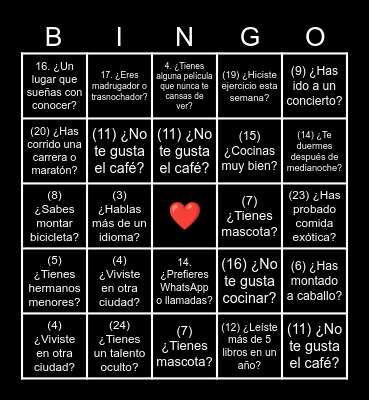 ESENCIA Bingo Card