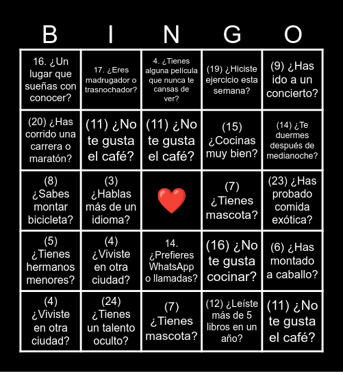 ESENCIA Bingo Card