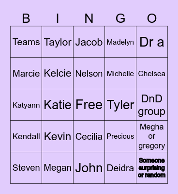Thirty one Bingo Card