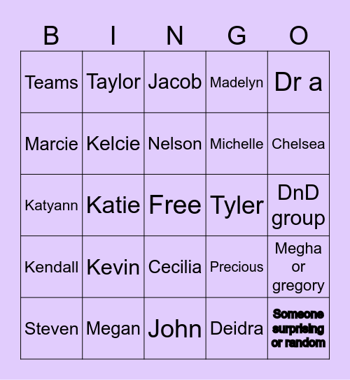 Thirty one Bingo Card