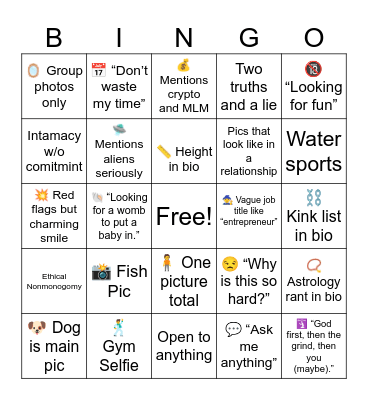 Hinge Bingo Card