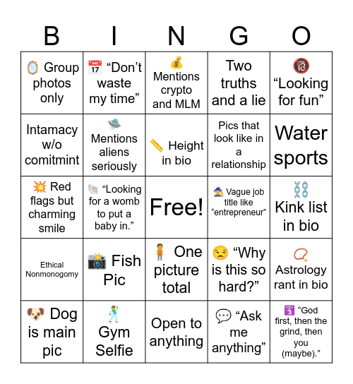 Hinge Bingo Card
