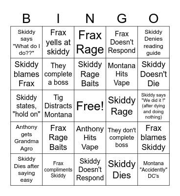 BDO Bingo Card