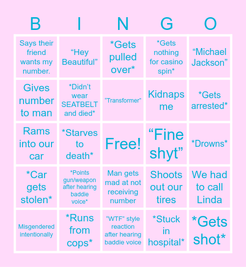 💃 Big Guy Bingo 💁‍♀️ Bingo Card