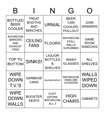 BAR CLEANUP Bingo Card
