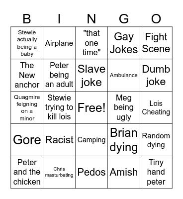 family guy Bingo Card