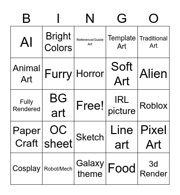 Artist's Pinterest Home Page Bingo Card